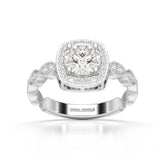 1.57 CT Cushion Cut Solitaire Halo Lab Diamond Ring